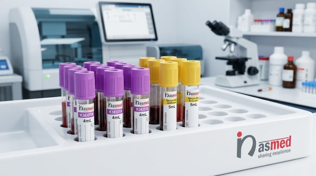 blood collection tubes in tray