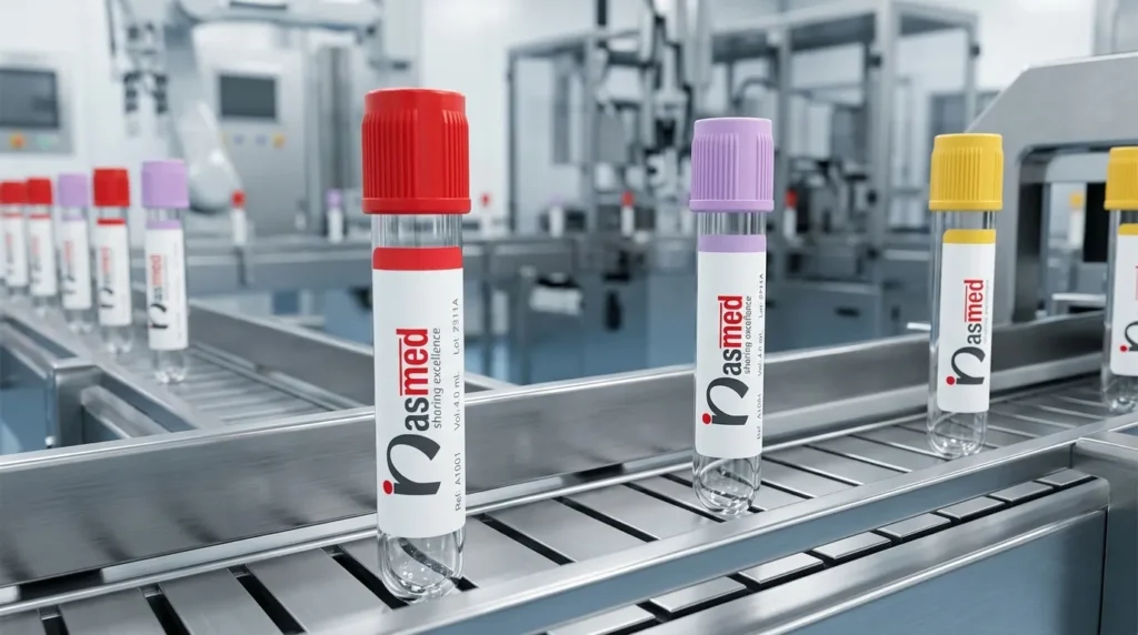 blood collection tubes on conveyor