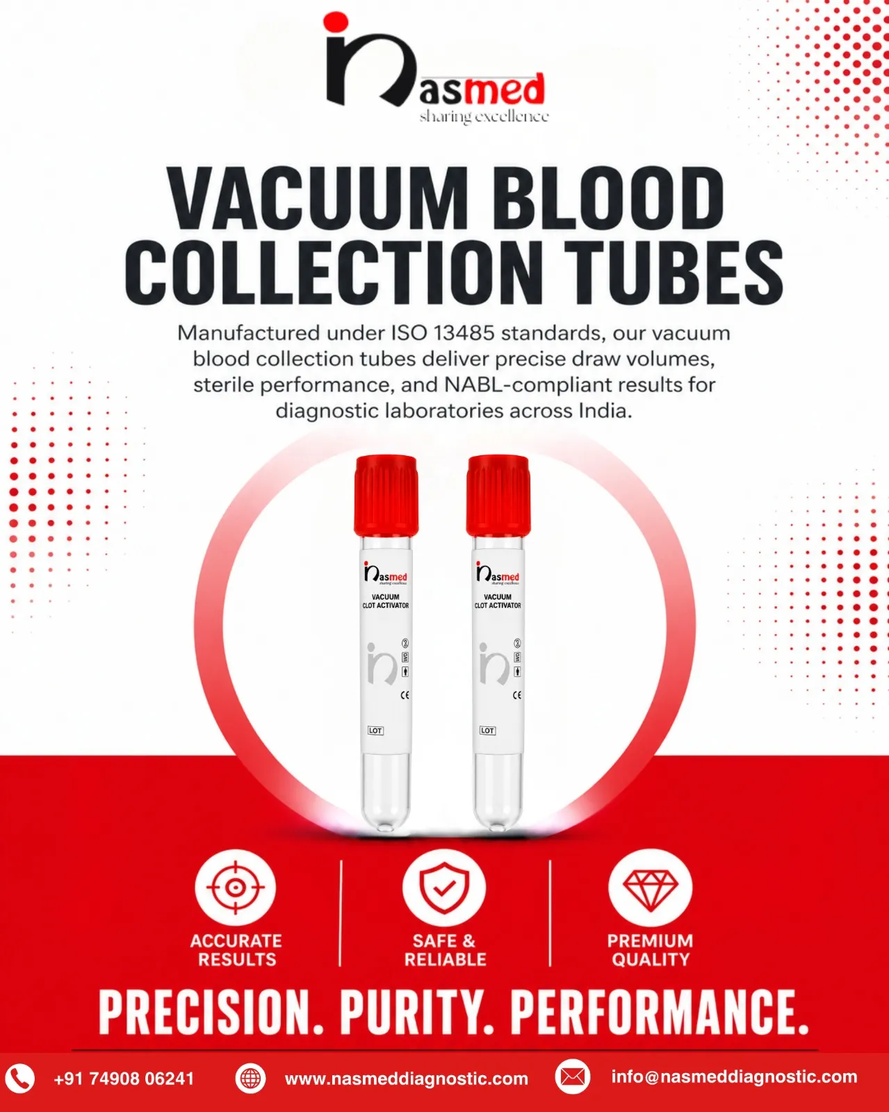 vacuum blood collection tubes manufacturer in india by nasmed diagnostic